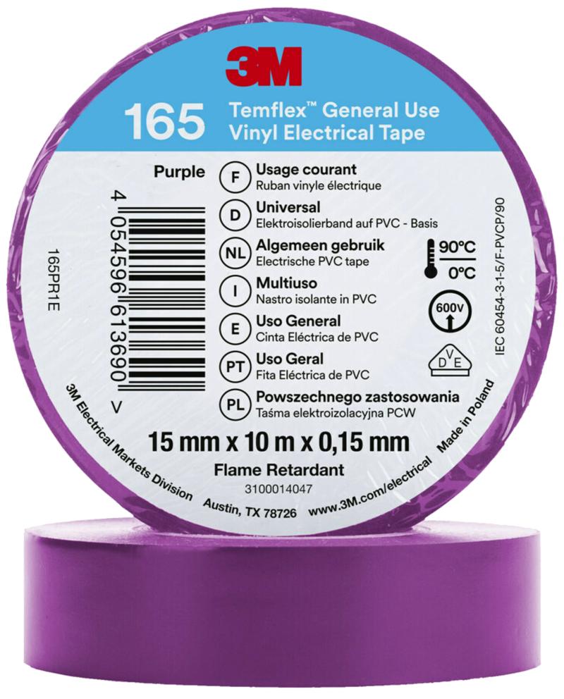 Temflex 165 el-vinyltape 15mmÃ10m violet 3M