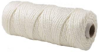 Garn kryssflätat nylon 2mm vit POLY