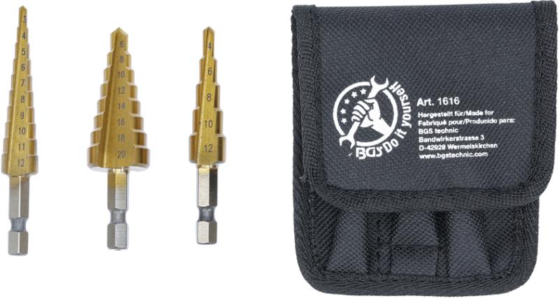 BGS HSS trinboresæt 3-20 mm 3 dele BGS