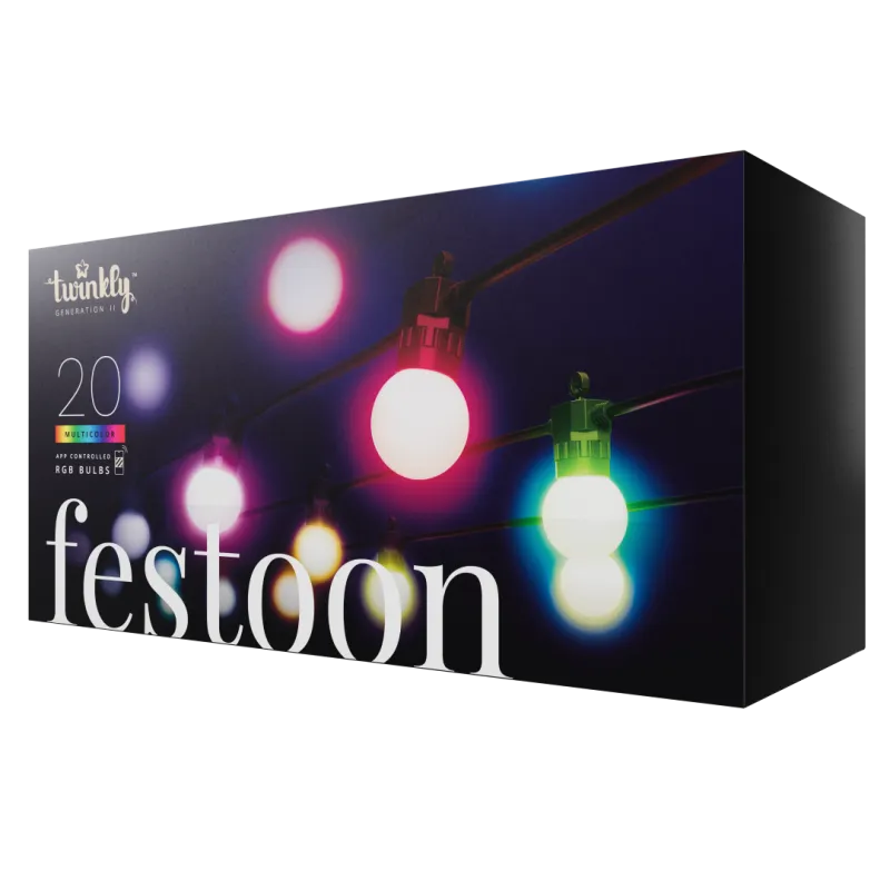 Twinkly lyskæde party lights 20 rgb g45 bulbs GEN II Twinkly