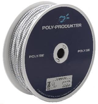 Lina gummi flätad 6mmx15m vit POLY