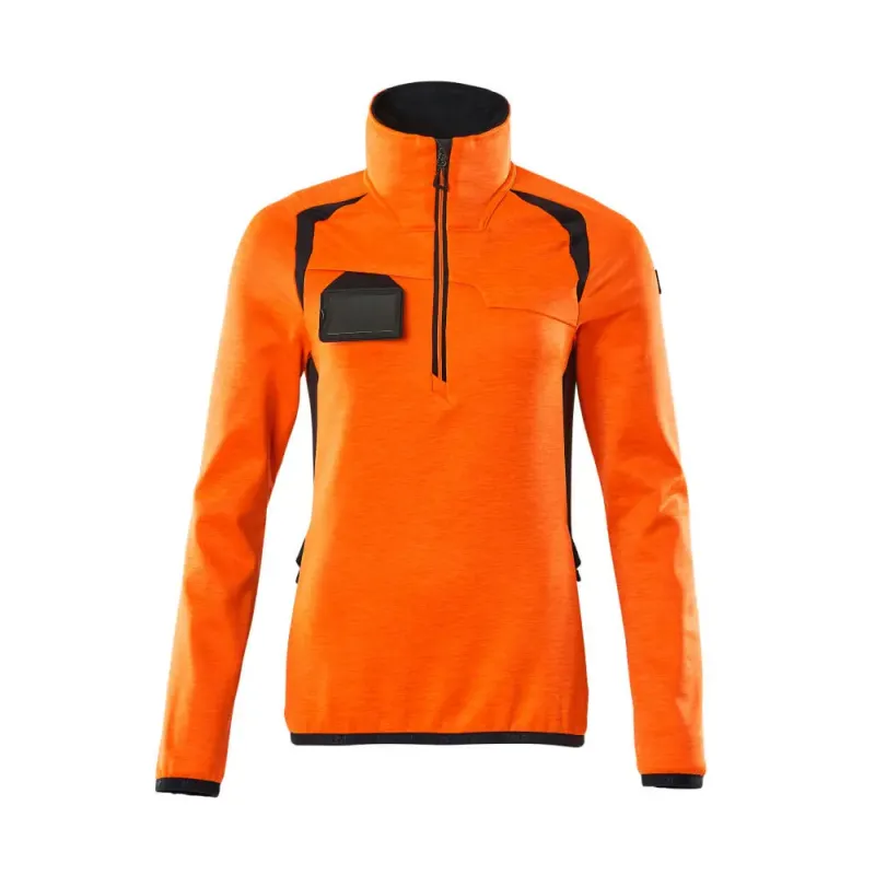 Mascot  Accelerate Safe Fleecetrøje med kort lynlås 19353-316 Dame - Hi-Vis Orange-Mørk Marine Mascot