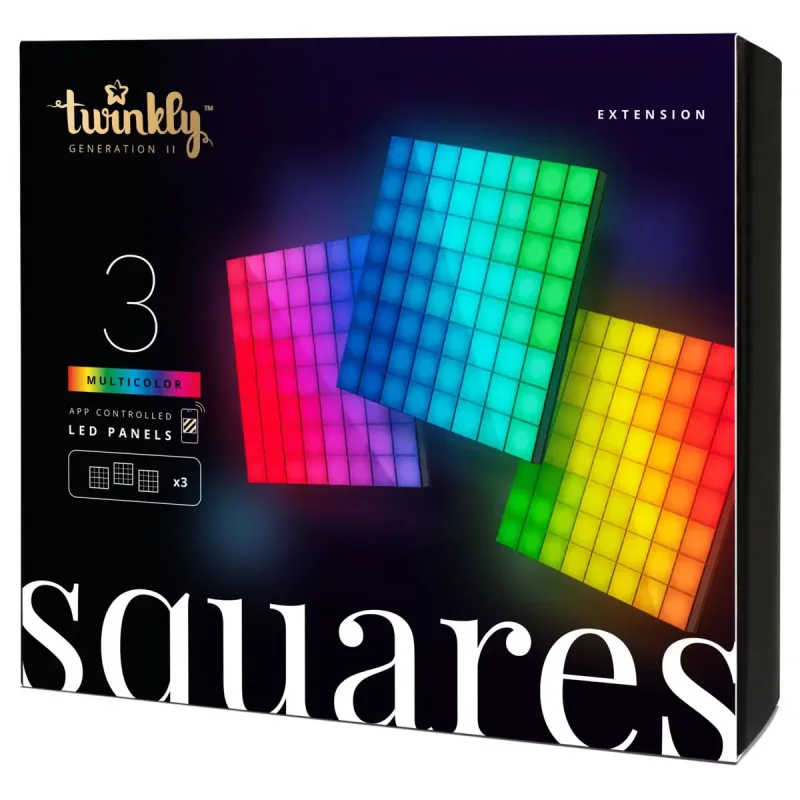 Twinkly Light Squares 3 Pak Lyspanel Extenson RGB   - 16x16 cm & 64LED pr panel Twinkly