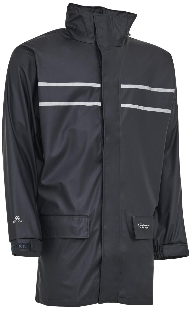 Regnjakke m/refleksstriber PU 026301 navy Str. XS ELKA