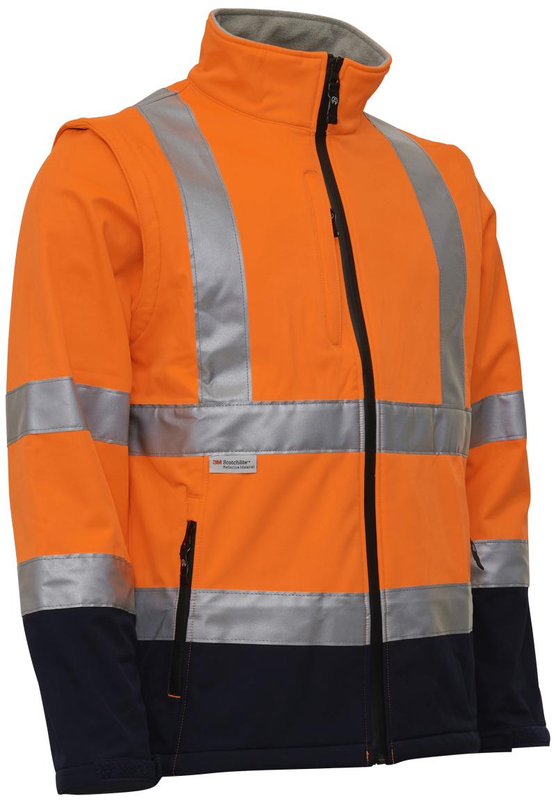 Hi-vis softs.jakke aft. ærmer 086500R org/navy Str. 2XL ELKA