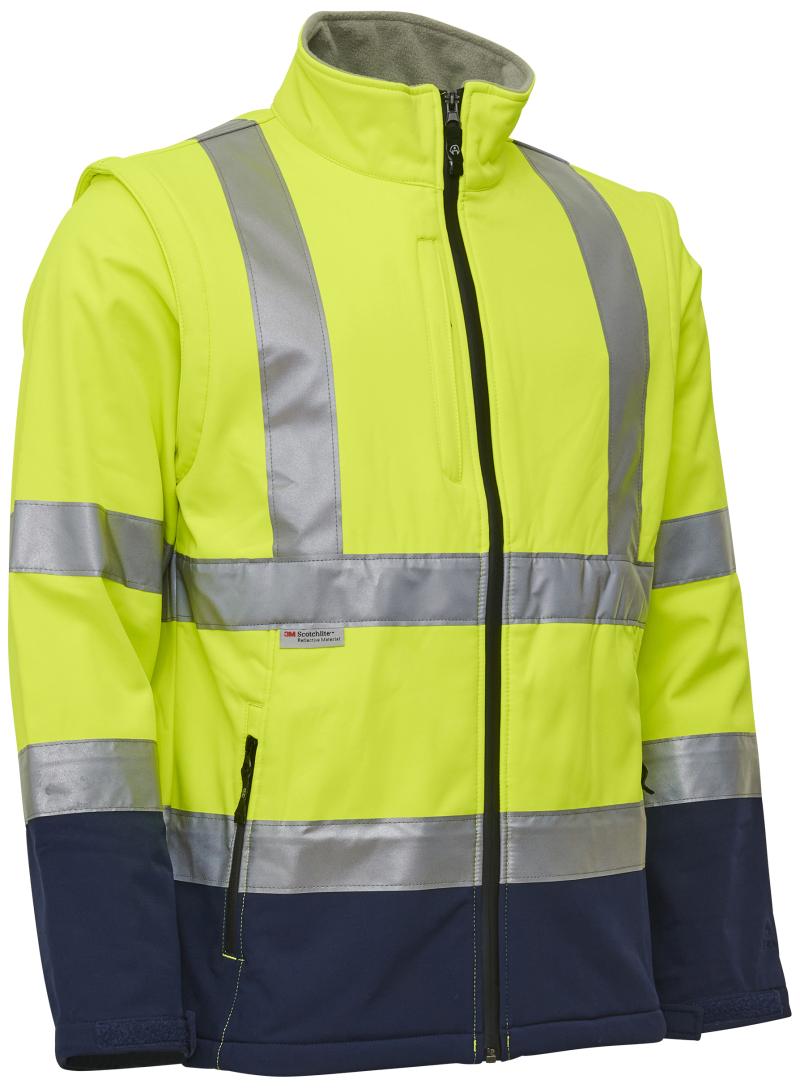 Hi-vis softs.jakke aft. ærmer 086500R gul/navy Str. XS ELKA