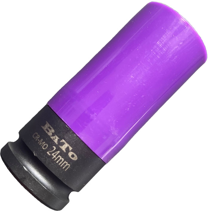 BATO Krafthjultop tynd væg med plastbeskytter 1/2" x 24mm. 6kt. Lilla. Bato
