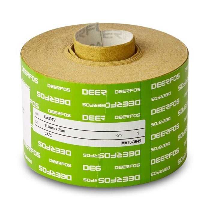 115mmx25m  Sandpapir rulle med velcro  Korn P80 Deerfos
